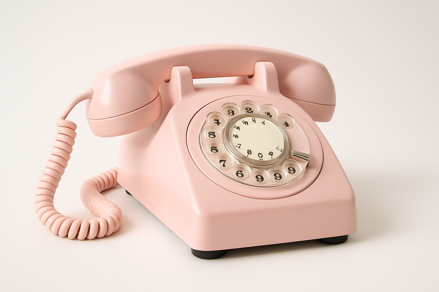 an image of a light pink telephone white background